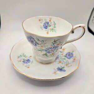 Vintage Embassy Bone China Cup Saucer Set Made In England Floral Gold Trim